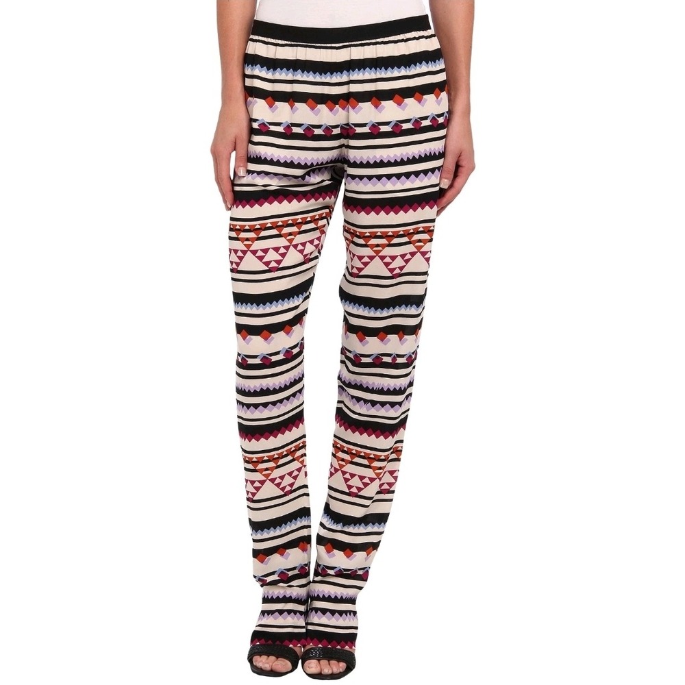 Bcbgmaxazria Aztec Southwestern‎ Print Pants Casual Lightweight Vaca Resort S